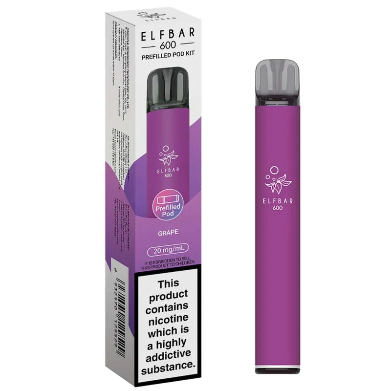 Grape 20mg Elf Bar 600 Prefilled Pod Vape Kit