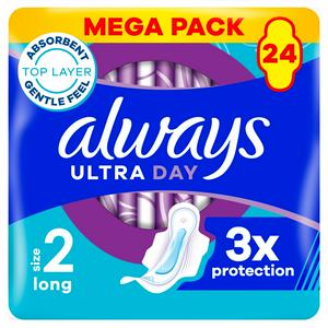 Always Ultra Sanitary Towels Long with Wings, Size 2 x24