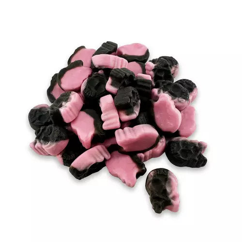 Foam Raspberry and Liquorice Skulls 50g